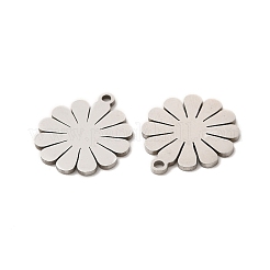 変色しない201ステンレススチールペンダント  花のチャーム  ステンレス鋼色  17x15x0.9mm  穴：1.4mm&nbsp;STAS-K251-073P