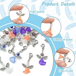 16 шт. 4-х цветные стеклянные акриловые подвески в виде ангела&nbsp;HJEW-FS00015