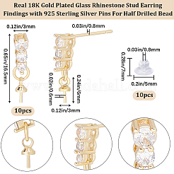 10 шт. фурнитура для сережек-гвоздиков из латуни со стразами KK-BBC0009-24