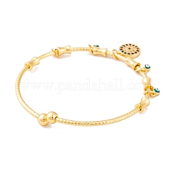 Bracelets à breloques en laiton pavé de zircone cubique clair et noir pour femmes&nbsp;BJEW-S147-20C-G