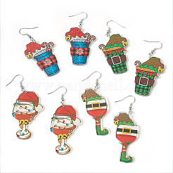 4 пара рождественских железных сережек-подвесок для женщин&nbsp;EJEW-TA00594