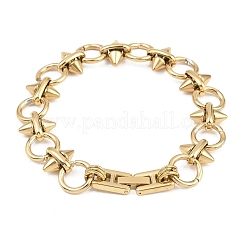 女性用304ステンレススチールリンクチェーンブレスレット  18KGP本金メッキ  双円錐形  7.87インチ（20cm）&nbsp;BJEW-P391-02B-G