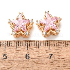 Perles de zircone cubique rose en laiton micro-pavé&nbsp;CU-CBAEC99-34G-01