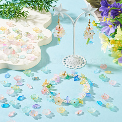 200 set di 2 ciondoli a forma di foglia in acrilico e copriperline a forma di fiore&nbsp;MACR-TA0002-91