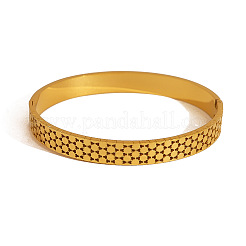 Bracciali rigidi da donna in acciaio inossidabile 304 con cerniera e struttura a nido d'ape cava.&nbsp;WG2AC81-01