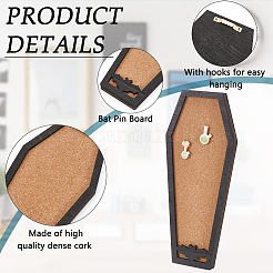 Sarg mit Fledermaus Wand montiert Brosche Schmuck Display Kork Tablett&nbsp;AJEW-WH0475-45E