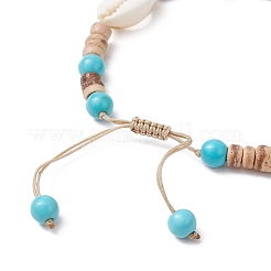 Браслеты из синтетической бирюзы и ракушек BJEW-JB11510-01