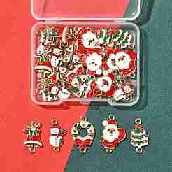 30 шт. 5 стиля рождественских эмалевых звеньев из сплава&nbsp;FIND-FS0004-93