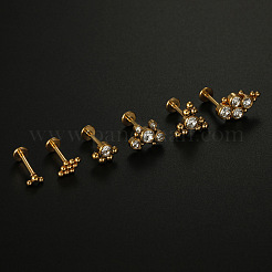 Лабреты из хирургической нержавеющей стали 316L с прозрачным кубическим цирконием без резьбы WG1AA8E-30