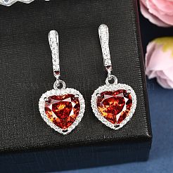 925 серьги-кольца в форме сердца из стерлингового серебра с паве из кубических цирконий&nbsp;EJEW-C150-01B-01