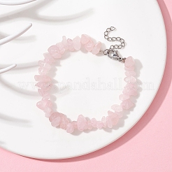 Браслет из натуральной розовой кварцевой крошки BJEW-JB09686-02