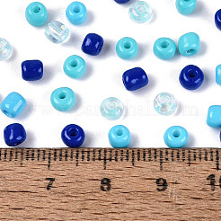 不透明で透明なガラスシードビーズ  ロンデル  ブルー  3.5~4.5x1.5~4.5mm  穴：1~1.5mm  約6050個/ポンド&nbsp;SEED-Q041-06E