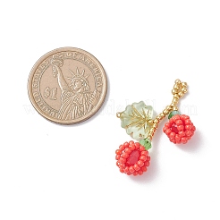 Подвески из стеклянных бусин в виде ягод и листьев&nbsp;PALLOY-MZ01114-01