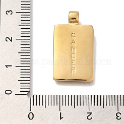 PVD真空メッキ304ステンレスペンダント  星座チャーム付き長方形  18KGP本金メッキ  蟹座  25x14x4mm  穴：2mm&nbsp;STAS-S148-31D-G