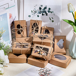 40 шт. 4 стиля прямоугольные шкатулки для украшений из крафт-бумаги и картона&nbsp;CON-BBC0001-14