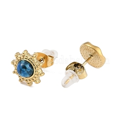 Orecchini a bottone con pietre di strass in acciaio inossidabile 304&nbsp;EJEW-S224-04G-02