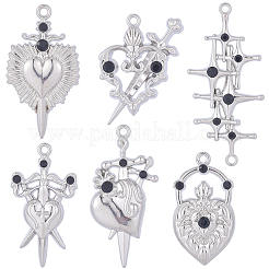 Fascini del connettore del rhinestone della lega di 24pcs 6 stili&nbsp;FIND-SC0022-22