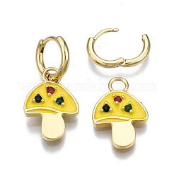 Серьги-кольца из латуни с микро-паве из фианита EJEW-T014-27G-05-NF