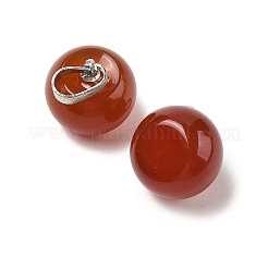 Подвески из натурального сердолика (окрашенного и нагретого) в виде яблока с латунными застежками на дужках G-L614-D02
