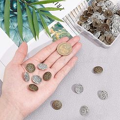 チベットスタイルの半円形の合金シャンクボタン  鉛フリー＆カドミウムフリー  ミックスカラー  17x7.5mm  穴：2mm  2色  30個/カラー  60個/箱&nbsp;TIBE-OC0001-03-RS