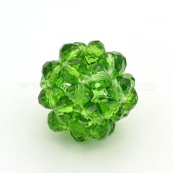 透明ガラスクリスタルラウンド編みビーズ  クラスタビーズ  ミックスカラー  14mm  ビーズ：4mm&nbsp;X-GLAA-A034-4mm-A