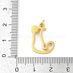 304ステンレスペンダント  キュービックジルコニア付き  丸カン付き文字チャーム  18KGP本金メッキ  文字J  19x16x2mm  穴：3mm&nbsp;STAS-R137-01G-J