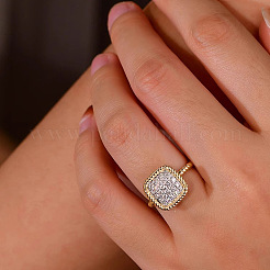 Женские кольца на палец из латуни с микропаве и кубическим цирконием&nbsp;FS-WG378B2-03