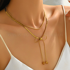 Элегантные французские двухслойные ожерелья с бантами и кисточками из нержавеющей стали для вечеринок и праздников JM5687