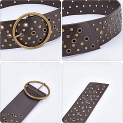 Cinture larghe in pelle PU con rivetti in lega di bronzo antico&nbsp;AJEW-WH20098-074B-02