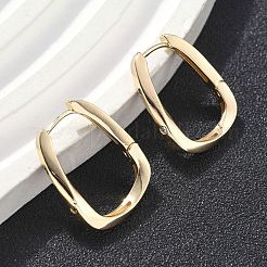 Прямоугольные серьги-кольца из латуни EJEW-D320-24G