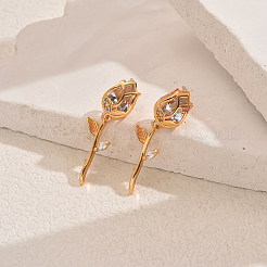 Элегантные серьги-гвоздики из латуни с прозрачными кубическими цирконами в форме тюльпана&nbsp;RX3904