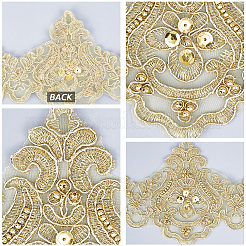 3ヤードのポリエステル刺繍フラワーリボン  ラインストーン付き  洋服の縫製に  ゴールド  5インチ（128mm）&nbsp;OCOR-WH20001-86B