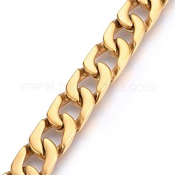 イオンプレーティング（IP）304ステンレススチールカーブチェーンブレスレット  留め金付き  起毛  ゴールドカラー  9インチ（23cm）  14x4.5mm&nbsp;BJEW-E346-13A-G
