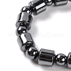 Braccialetti elasticizzati da donna con perline di ematite sintetica non magnetica rotondi e a colonna&nbsp;BJEW-Q345-04
