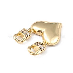 Placage à crémaillère laiton micro pave zircone cubique pendentifs 2 boucle&nbsp;KK-C019-35G
