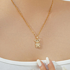 Симпатичный мини-медведь латунные микропаве прозрачные кубические цирконии подвески ожерелья IY7536