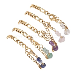 Браслеты из круглых и квадратных бусин из натуральных драгоценных камней.&nbsp;BJEW-JB13487