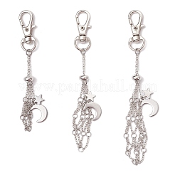 Поворотные карабины-карабины из сплава «луна и звезда» и латунные кабельные цепи&nbsp;AJEW-JB01335