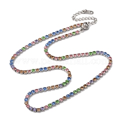 Colliers à chaîne en acier inoxydable 304 avec strass de 3 mm pour femmes&nbsp;NJEW-G175-01P-01