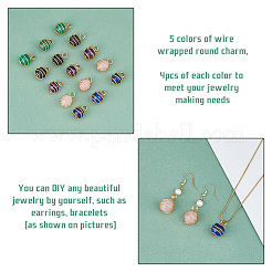 4 комплект подвесок из натурального смешанного камня в медной проволоке FIND-FH0009-11