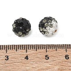 手作り樹脂粘土ラインストーンビーズ  ラウンド  ブラック  10mm  穴：1.8mm&nbsp;RB-CBAFAF8-01B