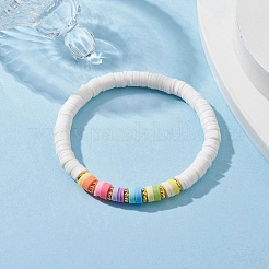 Heishi Surfer Stretch-Armband aus Fimo&nbsp;BJEW-JB09642-01