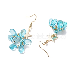 Серьги-подвески из стеклянных бусин в форме звезды EJEW-MZ00428