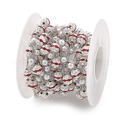 Круглые цепочки ручной работы из искусственного жемчуга и страз из АБС-пластика CHS-L028-03P-02