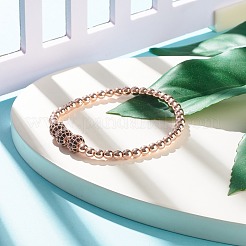 Эластичный браслет из синтетического гематита с круглыми бусинами и фианитами BJEW-JB07798-04