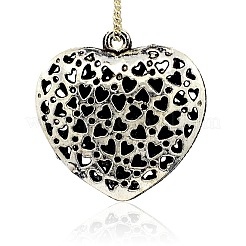 Полый антикварная посеребренные сплав Rhinestone сердца подвески RB-J195-01AS