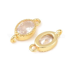 Ovale Verbindungsanhänger aus Messing mit Zirkonia-Pavé&nbsp;KK-P348-07G-03