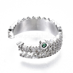 Латунные кольца из манжеты с прозрачным цирконием RJEW-S045-021P-NR