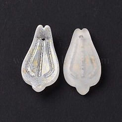 ガラスチャーム  金箔  艶消し  染め＆加熱  花びら  ホワイト  19x10x3mm  穴：1mm&nbsp;EGLA-L024-A09