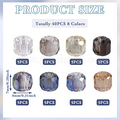 40шт 8 цвета гальванические прозрачные стеклянные бусины&nbsp;EGLA-TA0001-62
